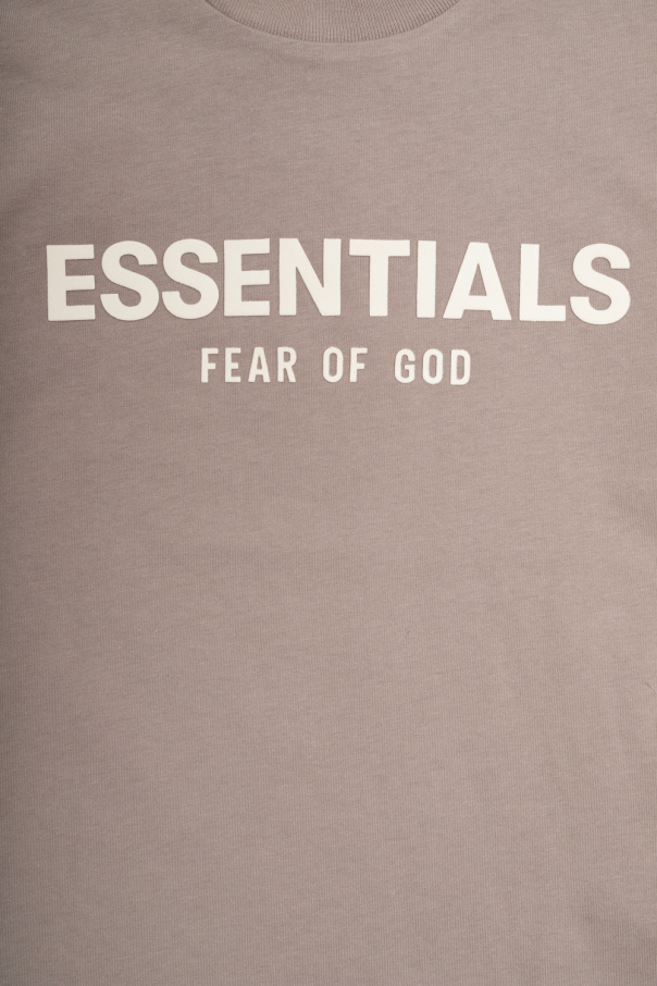 Kids Medium Fear of God Essentials Taupe Logo hot T-Shirt